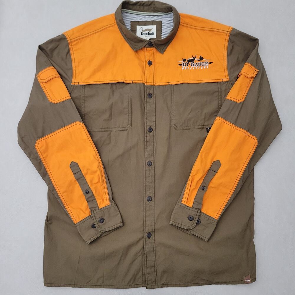 Duxbak Hunting Shirt Mens XL Shooting Hunter Outdoors Apparel Brown Orange